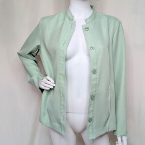 Y2K Pastel Green Mandarin Collar Button Up Lightweight Jacket